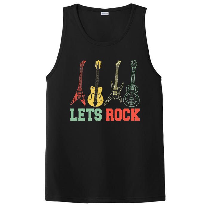 Lets Rock Rock n Roll Guitar Retro lovers PosiCharge Competitor Tank