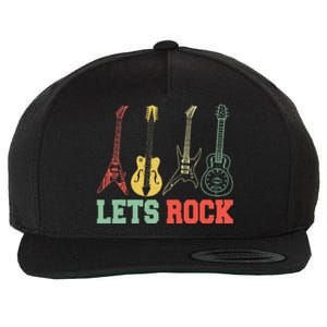 Lets Rock Rock n Roll Guitar Retro lovers Wool Snapback Cap