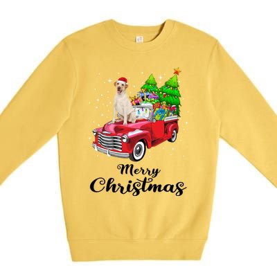 Labrador Retriever Ride Red Truck Christmas Pajama Gift Premium Crewneck Sweatshirt