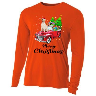 Labrador Retriever Ride Red Truck Christmas Pajama Gift Cooling Performance Long Sleeve Crew