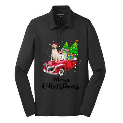 Labrador Retriever Ride Red Truck Christmas Pajama Gift Silk Touch Performance Long Sleeve Polo