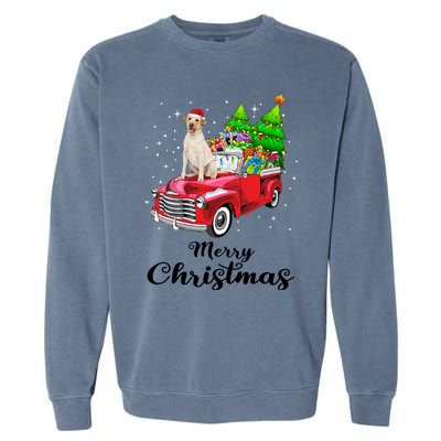 Labrador Retriever Ride Red Truck Christmas Pajama Gift Garment-Dyed Sweatshirt