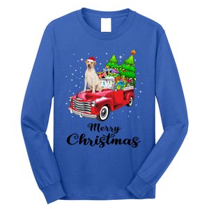 Labrador Retriever Ride Red Truck Christmas Pajama Gift Long Sleeve Shirt