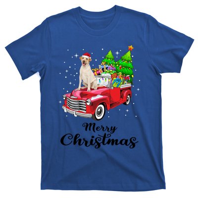 Labrador Retriever Ride Red Truck Christmas Pajama Gift T-Shirt