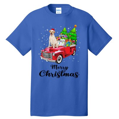 Labrador Retriever Ride Red Truck Christmas Pajama Gift Tall T-Shirt