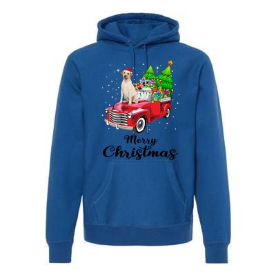 Labrador Retriever Ride Red Truck Christmas Pajama Gift Premium Hoodie