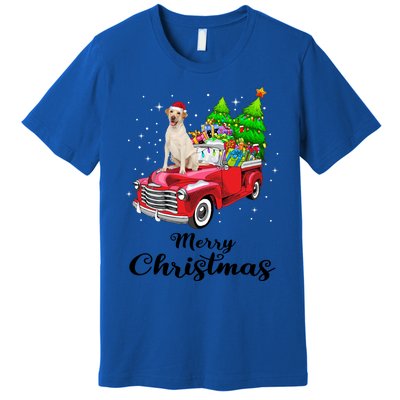 Labrador Retriever Ride Red Truck Christmas Pajama Gift Premium T-Shirt