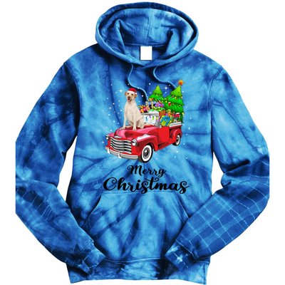 Labrador Retriever Ride Red Truck Christmas Pajama Gift Tie Dye Hoodie