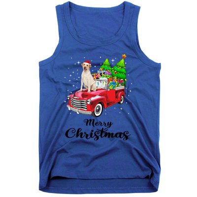 Labrador Retriever Ride Red Truck Christmas Pajama Gift Tank Top