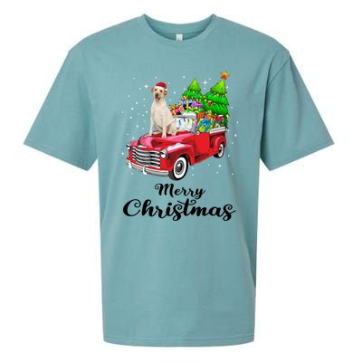 Labrador Retriever Ride Red Truck Christmas Pajama Gift Sueded Cloud Jersey T-Shirt