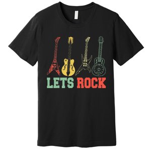 Lets Rock Rock n Roll Guitar Retro Premium T-Shirt