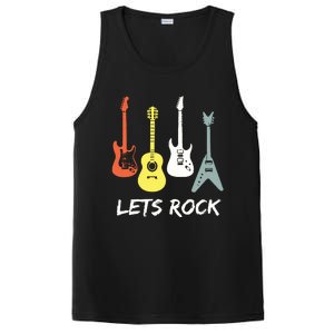 Lets Rock Rock N Roll Guitar Retro Gift Men Women PosiCharge Competitor Tank