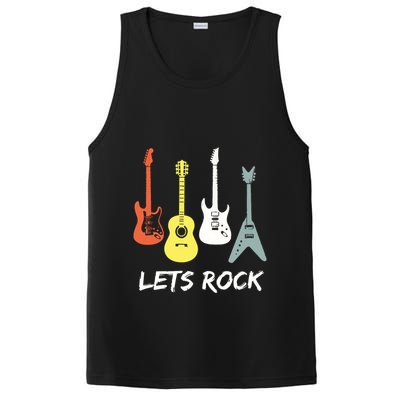 Lets Rock Rock N Roll Guitar Retro Gift Men Women PosiCharge Competitor Tank