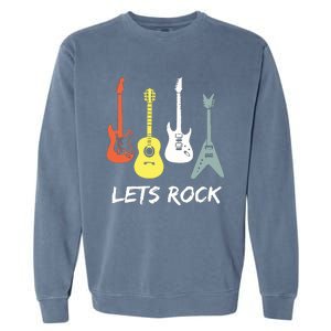 Lets Rock Rock N Roll Guitar Retro Gift Men Women Garment-Dyed Sweatshirt