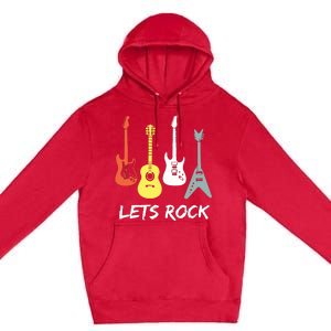 Lets Rock Rock N Roll Guitar Retro Gift Men Women Premium Pullover Hoodie