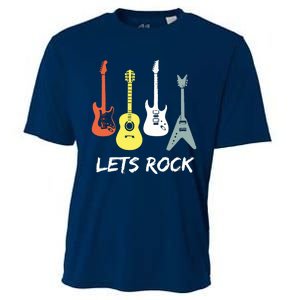 Lets Rock Rock N Roll Guitar Retro Gift Men Women Cooling Performance Crew T-Shirt