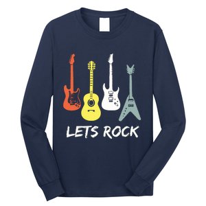 Lets Rock Rock N Roll Guitar Retro Gift Men Women Long Sleeve Shirt