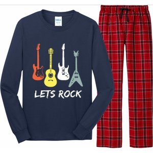 Lets Rock Rock N Roll Guitar Retro Gift Men Women Long Sleeve Pajama Set