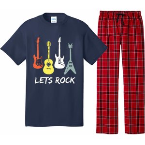 Lets Rock Rock N Roll Guitar Retro Gift Men Women Pajama Set