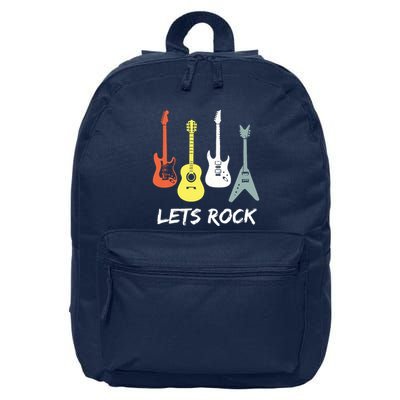 Lets Rock Rock N Roll Guitar Retro Gift Men Women 16 in Basic Backpack