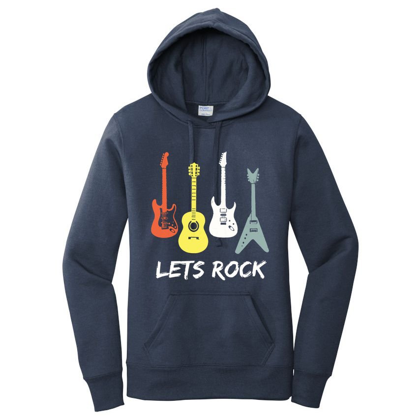 Lets Rock Rock N Roll Guitar Retro Gift Men Women Women's Pullover Hoodie