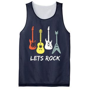 Lets Rock Rock N Roll Guitar Retro Gift Men Women Mesh Reversible Basketball Jersey Tank