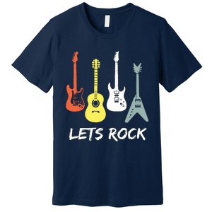 Lets Rock Rock N Roll Guitar Retro Gift Men Women Premium T-Shirt