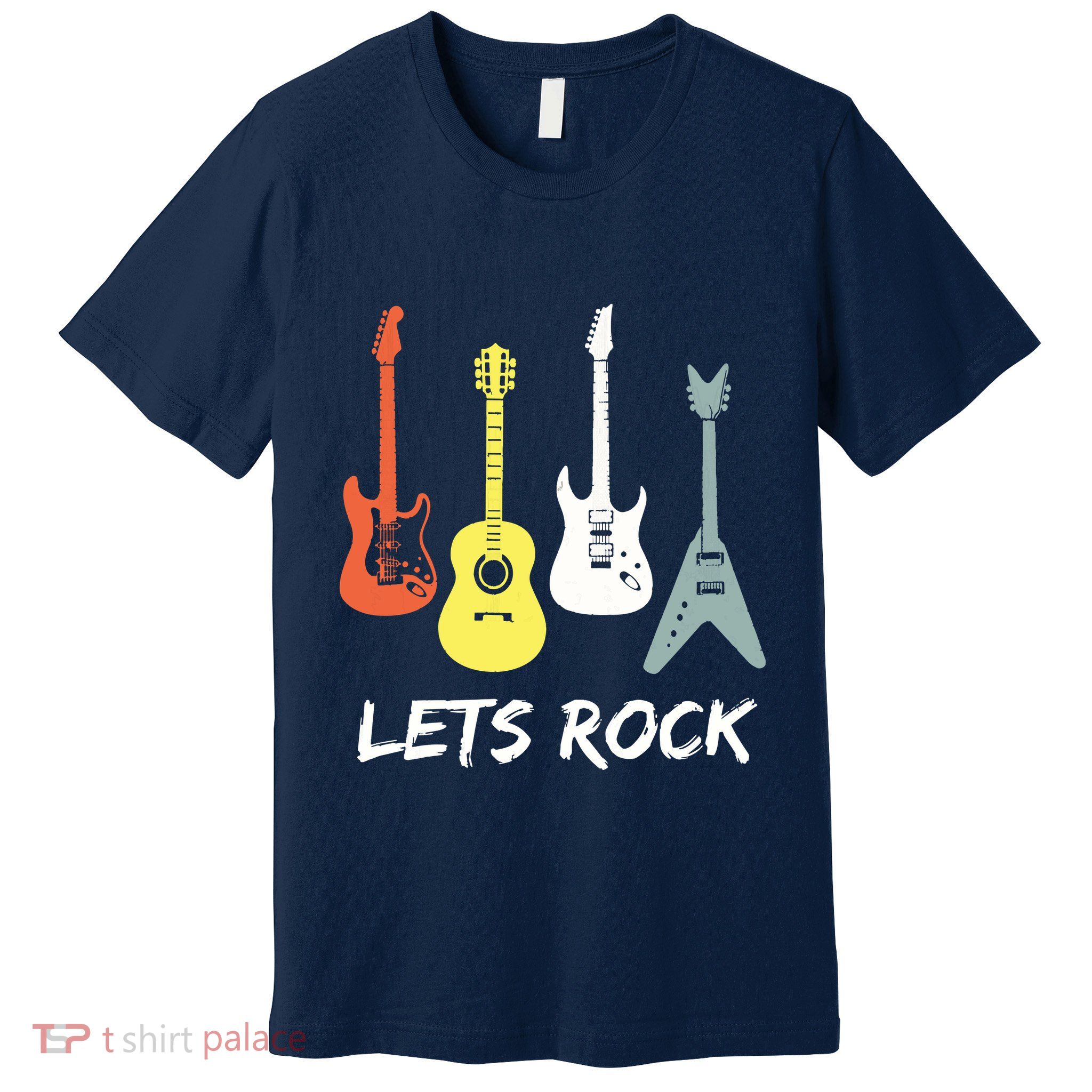 Lets Rock Rock N Roll Guitar Retro Gift Men Women Premium T-Shirt