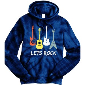 Lets Rock Rock N Roll Guitar Retro Gift Men Women Tie Dye Hoodie