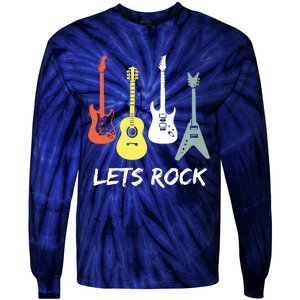 Lets Rock Rock N Roll Guitar Retro Gift Men Women Tie-Dye Long Sleeve Shirt