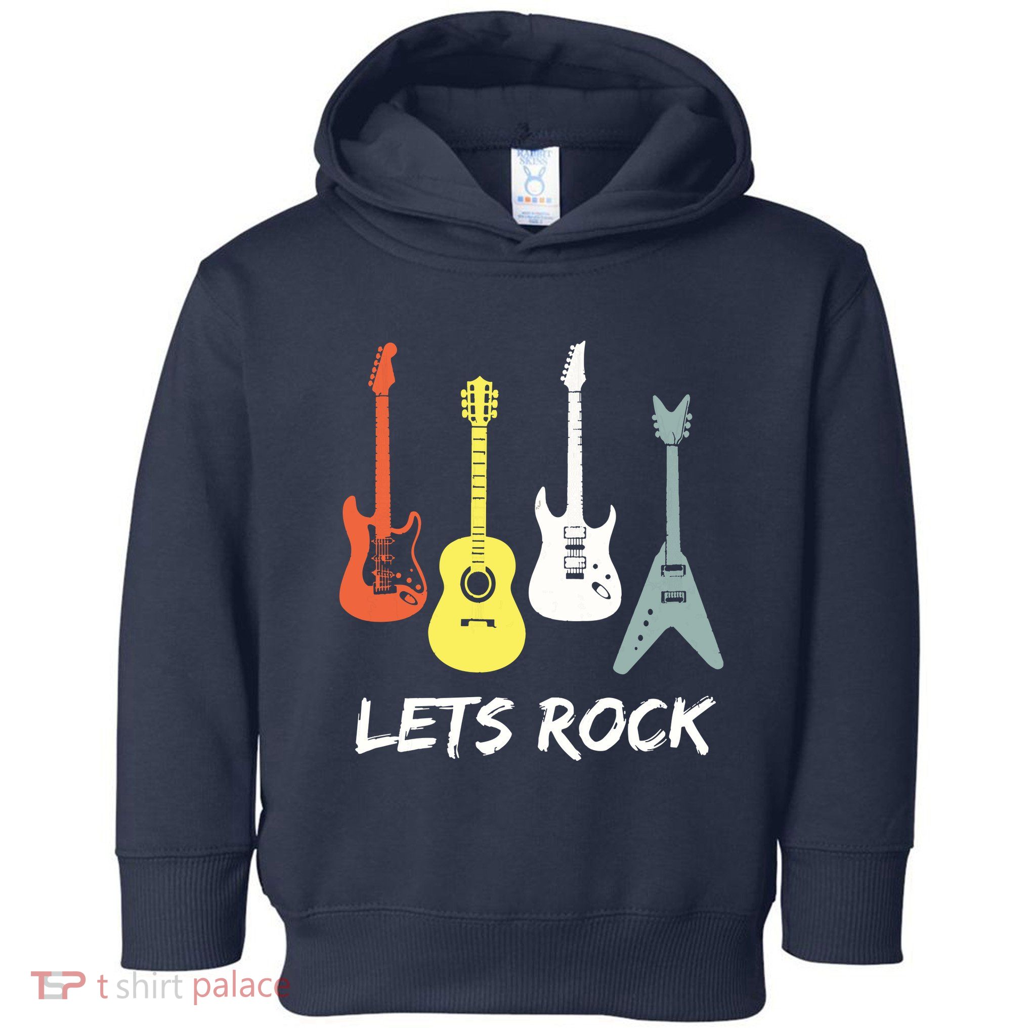 Lets Rock Rock N Roll Guitar Retro Gift Men Women Toddler Hoodie