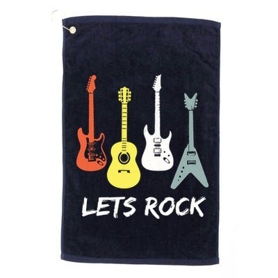 Lets Rock Rock N Roll Guitar Retro Gift Men Women Golf Towel