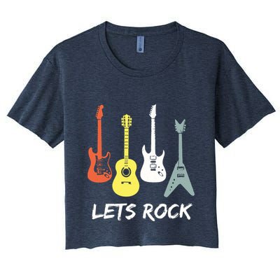Lets Rock Rock N Roll Guitar Retro Gift Men Women Crop Top