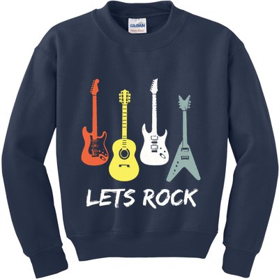 Lets Rock Rock N Roll Guitar Retro Gift Men Women Kids Sweatshirt