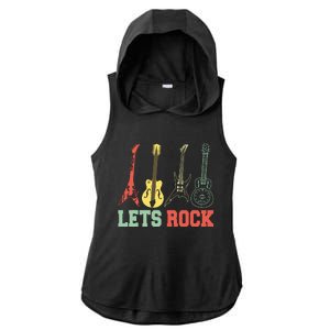 Lets Rock Rock N Roll Guitar Retro Ladies PosiCharge Tri-Blend Wicking Draft Hoodie Tank