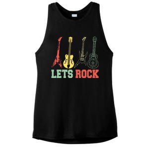 Lets Rock Rock N Roll Guitar Retro Ladies PosiCharge Tri-Blend Wicking Tank