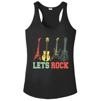 Lets Rock Rock N Roll Guitar Retro Ladies PosiCharge Competitor Racerback Tank