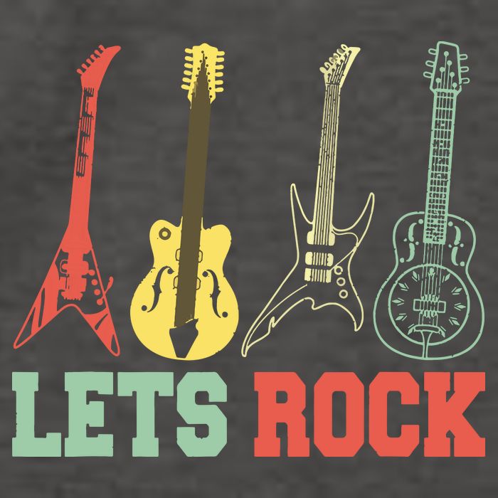 Lets Rock Rock N Roll Guitar Retro Vector Backpack