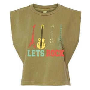 Lets Rock Rock N Roll Guitar Retro Garment-Dyed Women's Muscle Tee