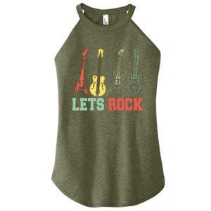 Lets Rock Rock N Roll Guitar Retro Women's Perfect Tri Rocker Tank