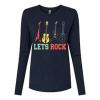 Lets Rock Rock N Roll Guitar Retro Womens Cotton Relaxed Long Sleeve T-Shirt