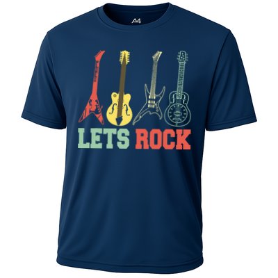 Lets Rock Rock N Roll Guitar Retro Performance Shirt