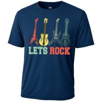Lets Rock Rock N Roll Guitar Retro Cooling Performance Crew T-Shirt