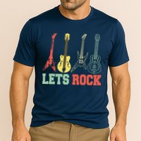 Lets Rock Rock N Roll Guitar Retro Cooling Performance Crew T-Shirt