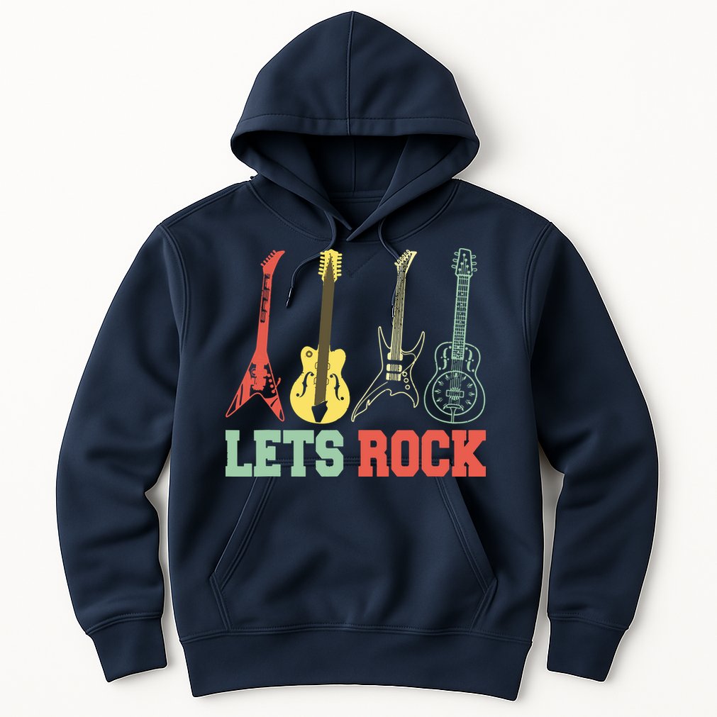 Lets Rock Rock N Roll Guitar Retro Hoodie