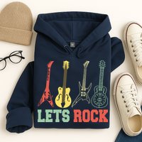 Lets Rock Rock N Roll Guitar Retro Hoodie