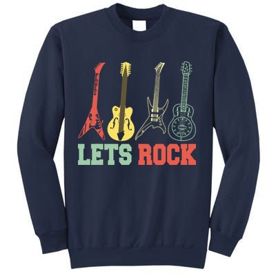 Lets Rock Rock N Roll Guitar Retro Sweatshirt