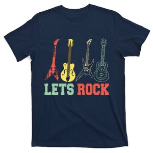 Lets Rock Rock N Roll Guitar Retro T-Shirt