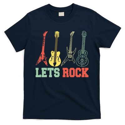 Lets Rock Rock N Roll Guitar Retro T-Shirt