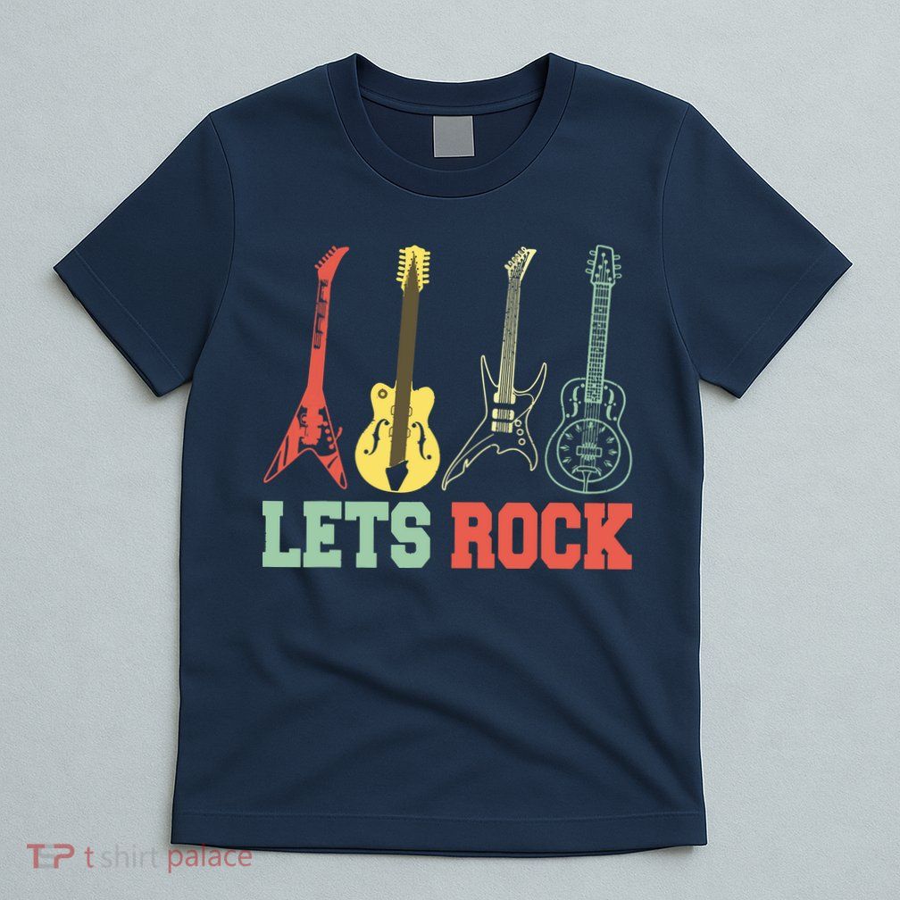 Lets Rock Rock N Roll Guitar Retro T-Shirt